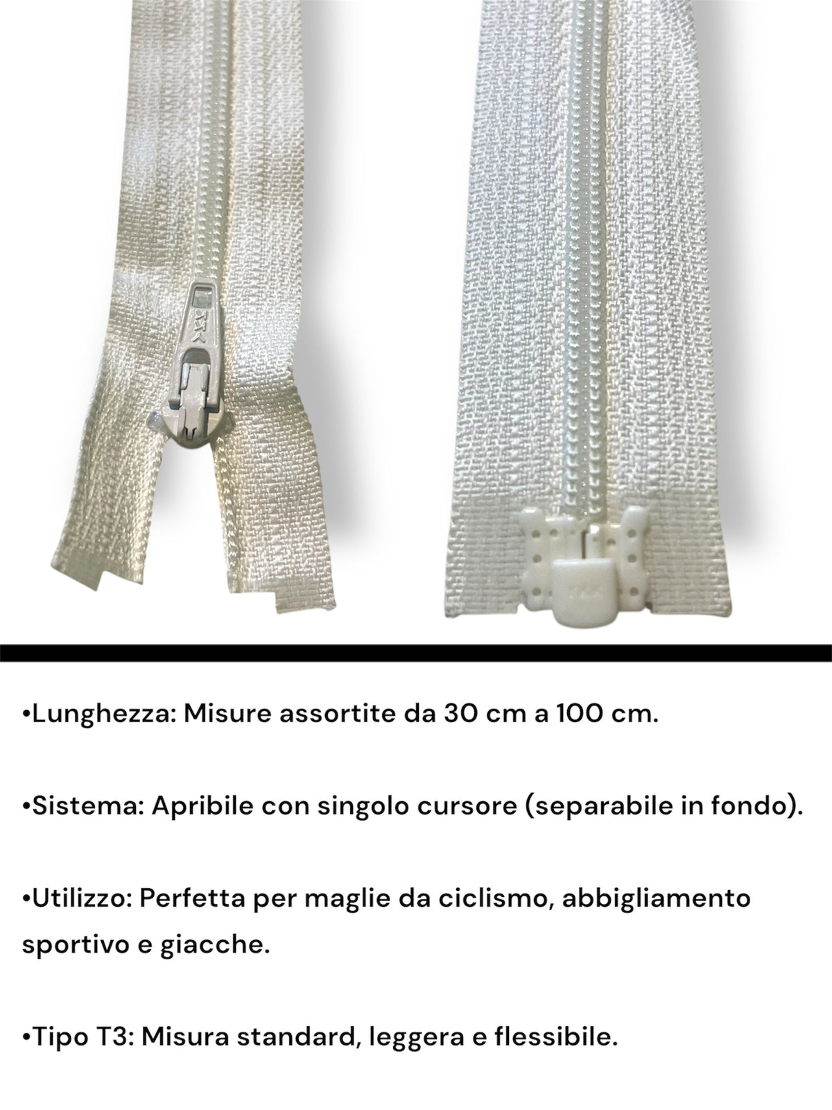 Cerniera Nylon T3 Separabile – Maglie da Ciclismo e Abbigliamento Sportivo