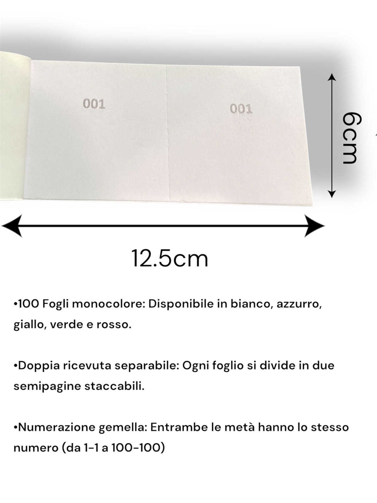 Blocchetto Ricevute Numerate 100 Fogli – Doppia Ricevuta Separabile
