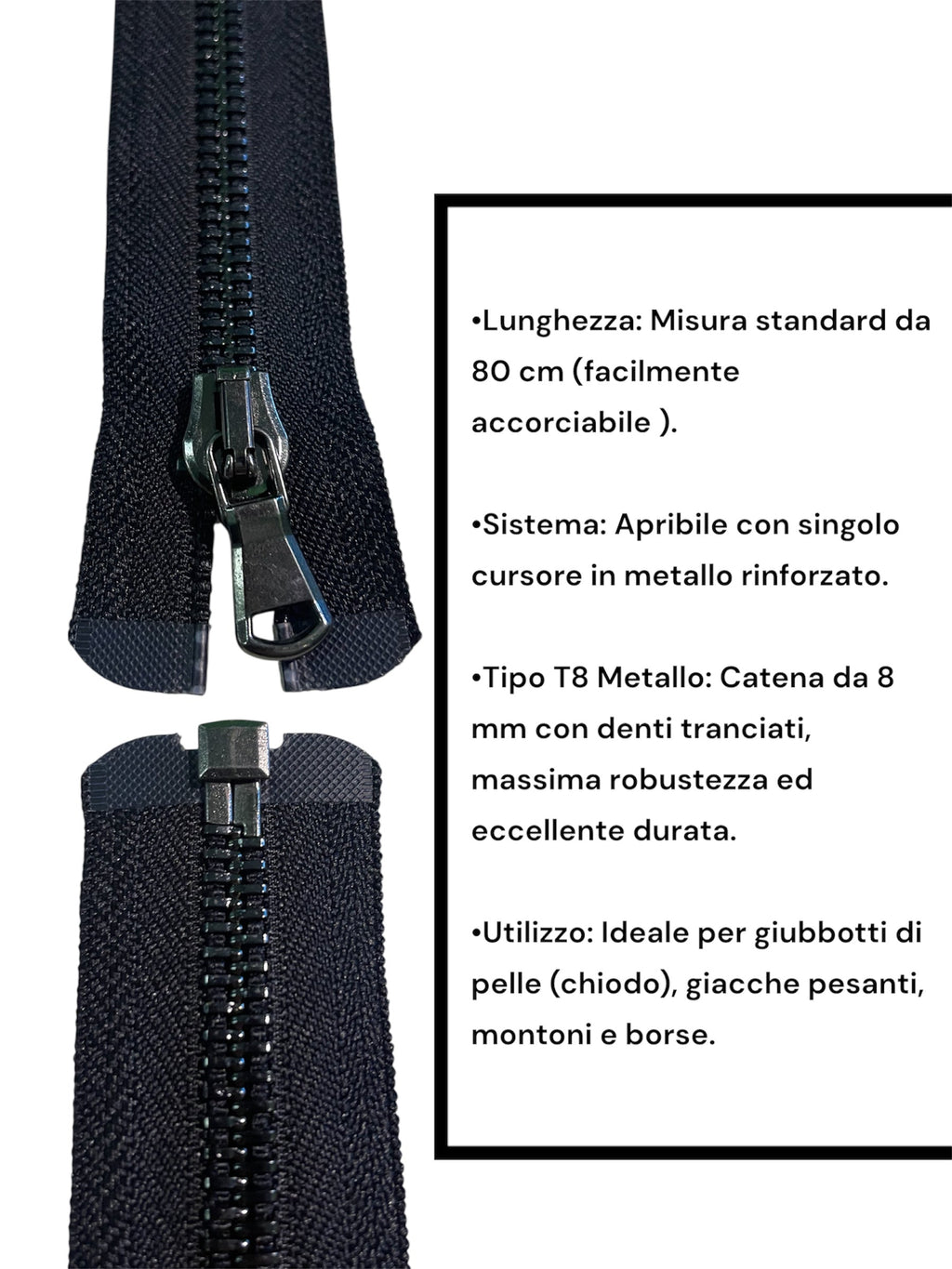 Cerniera Separabile T8 Metallo 80cm