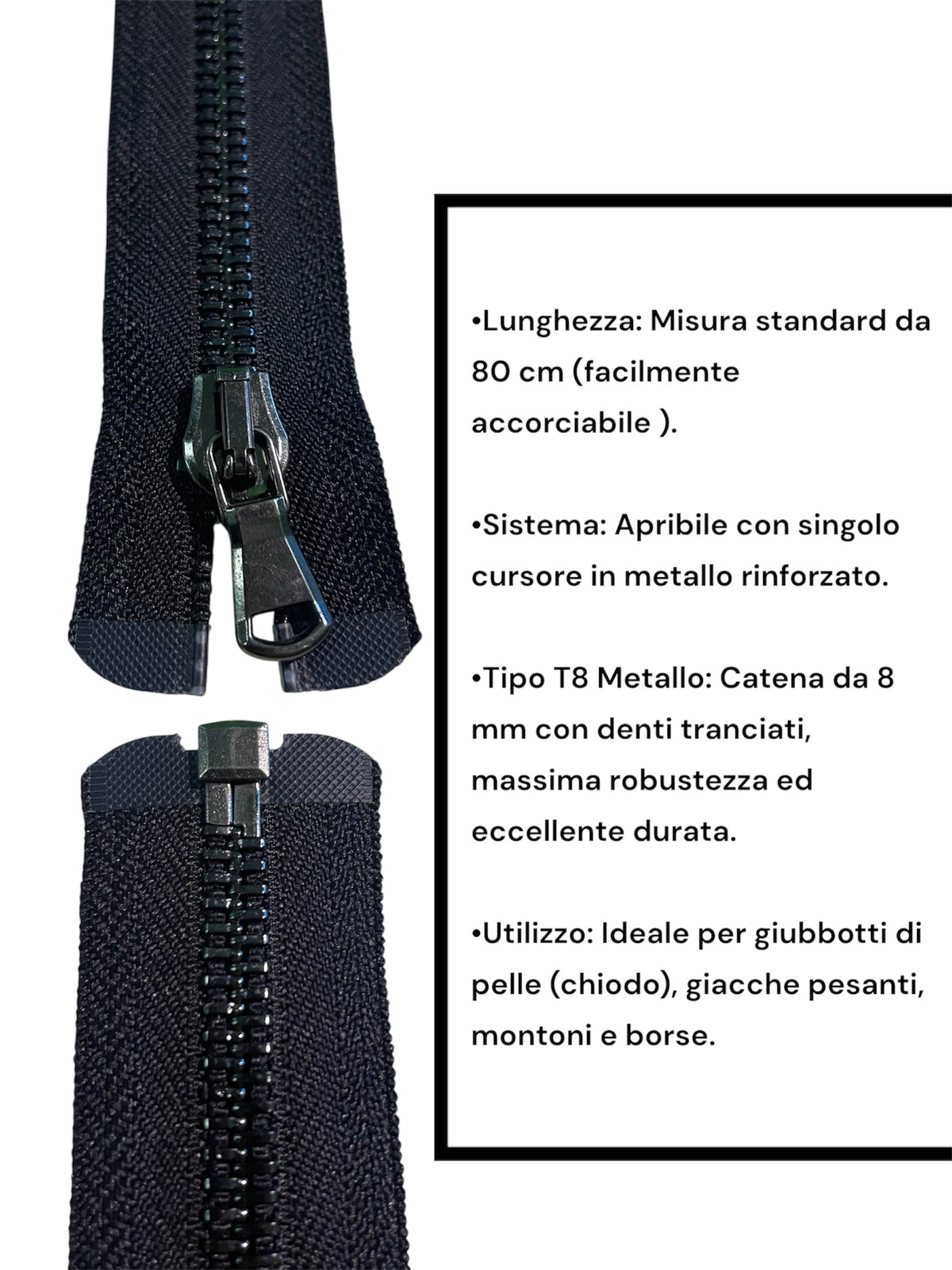 Cerniera Separabile T8 Metallo 80cm